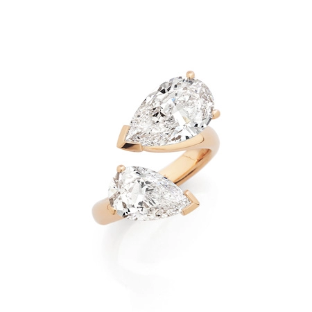 Open Open ring in Rose Gold with Pear shape Diamonds