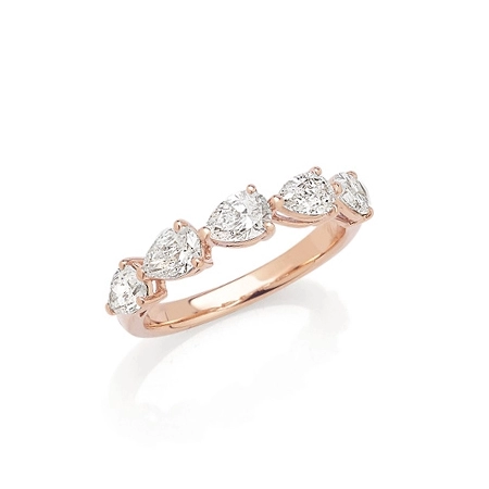 Half band in Rose Gold with Pear shape Diamonds