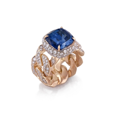 Rock Rock rose gold, blue sapphire and diamonds